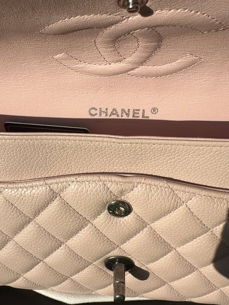 Image of Chanel Pale Pink Caviar Leather Medium Double Flap Bag