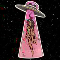 Image 1 of NEW!! Large “Cow babe abduction” WALL Sticker