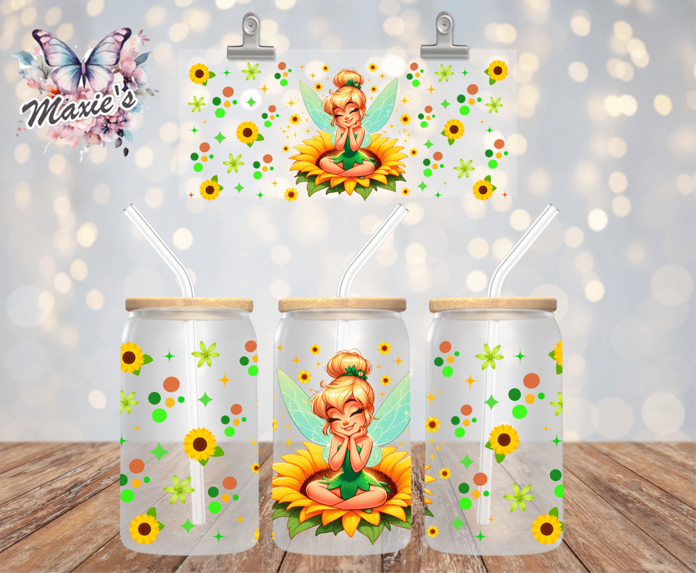 Image of ✨️ Double  - Sided ✨️ Sunflower 🌻  Fairy  16oz. UVDTF Cup Wrap 