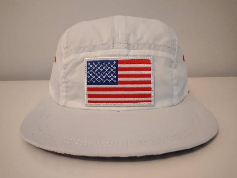 Image of American Flag Long Bill Fitted Hat