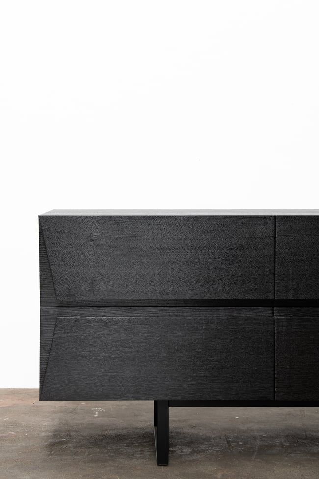 CLIPPED WING SIDEBOARD IN TORCHED TASMANIAN OAK