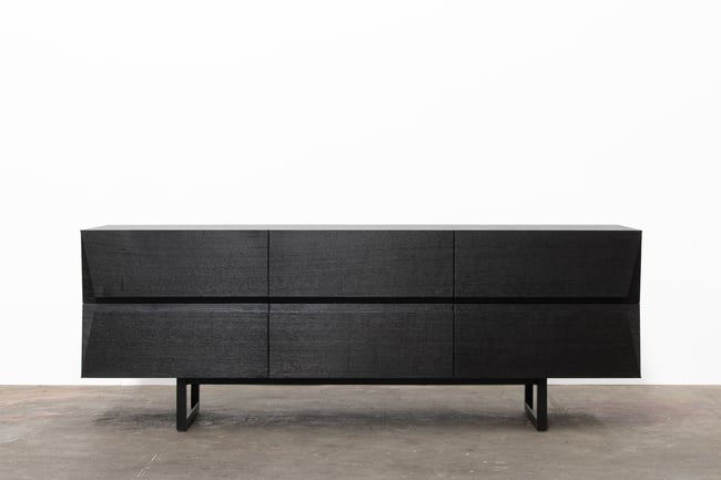 CLIPPED WING SIDEBOARD IN TORCHED TASMANIAN OAK