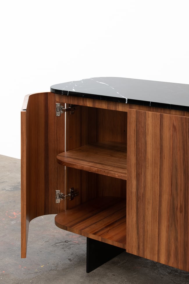 JEWELL SIDEBOARD IN TASMANIAN BLACKWOOD AND NERO MARBLE