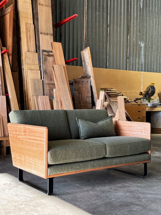 CLOVER COUCH IN TASMANIAN OAK WITH INSTYLE WOOL UPHOLSTERY