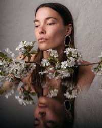 Image 2 of Silver Flower Hoop Earrings