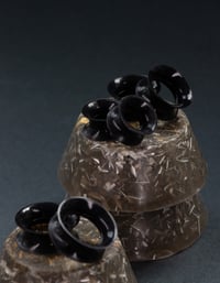 Image 1 of Black Silicone Tunnels - Gloss Black - Stretched Ears 