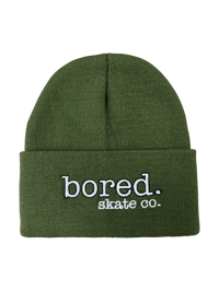 bored. spell out beanie - forest green