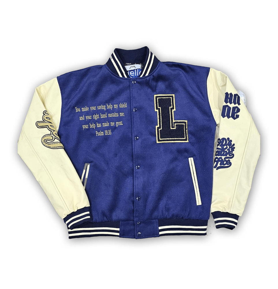 Image of Blue "Saved Social Club"  Varsety Jackets