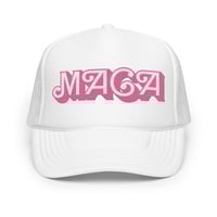 Image 1 of Barbie Inspired Hot Pink MAGA Make America Great Again Foam Trucker Hat Cap
