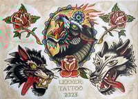 3 Lobos y 3 Rosas