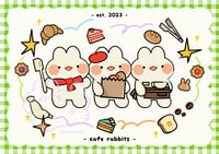 Cafe Rabbits A6 Postcard Print