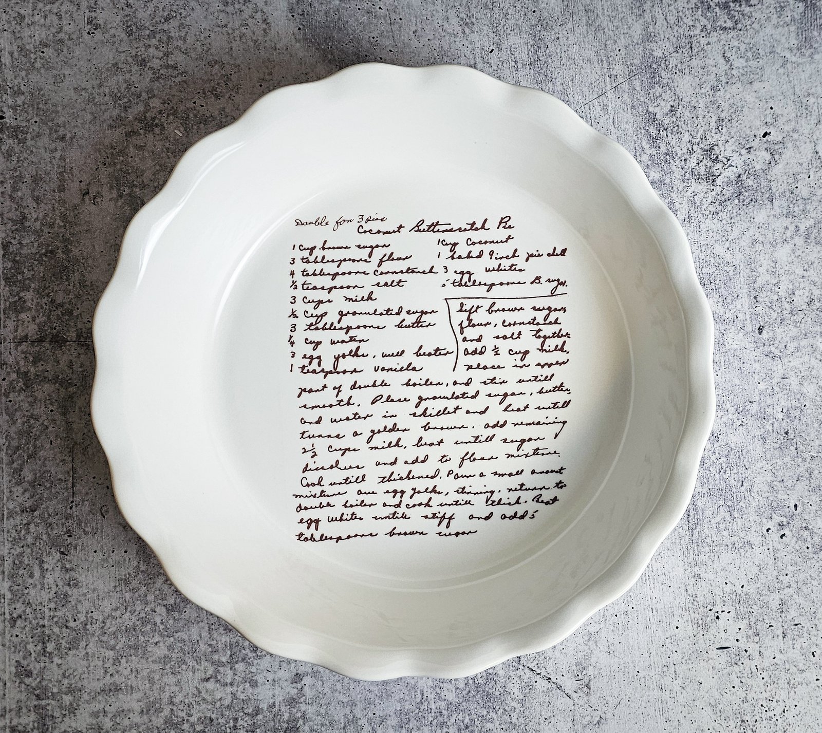 Recipe Pie Dish with Handwriting and Photo ArtSmith