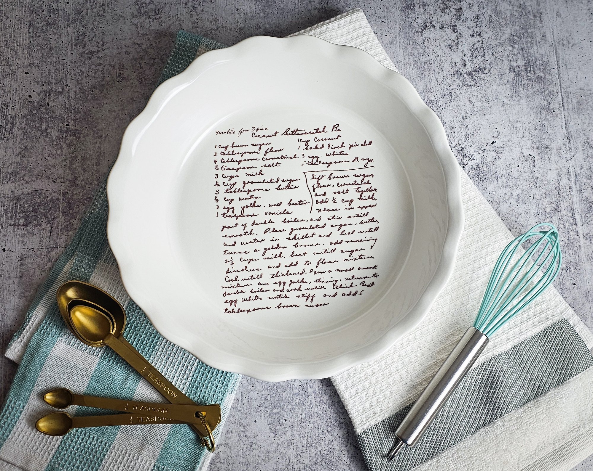 Recipe Pie Dish with Handwriting and Photo | ArtSmith