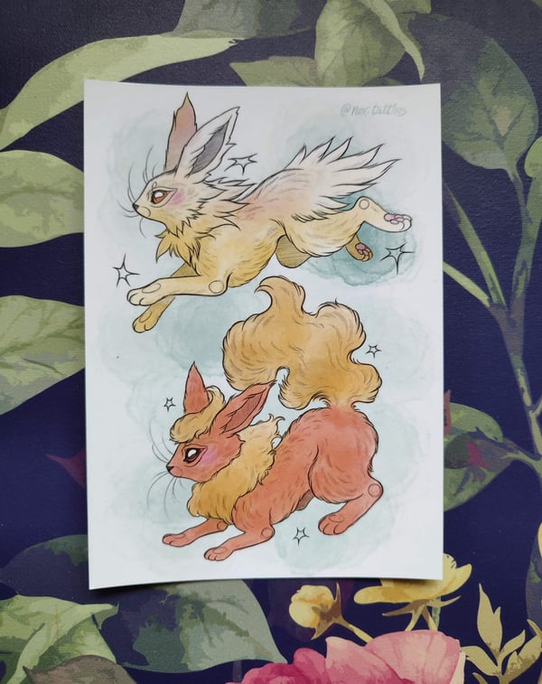 Image of Jolteon & Flareon A6 laminated print