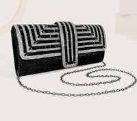 Image 2 of Black and Silver Clutch Bag