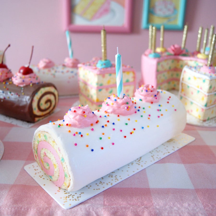 Image of Funfetti Cake Roll mixed media sculpture 