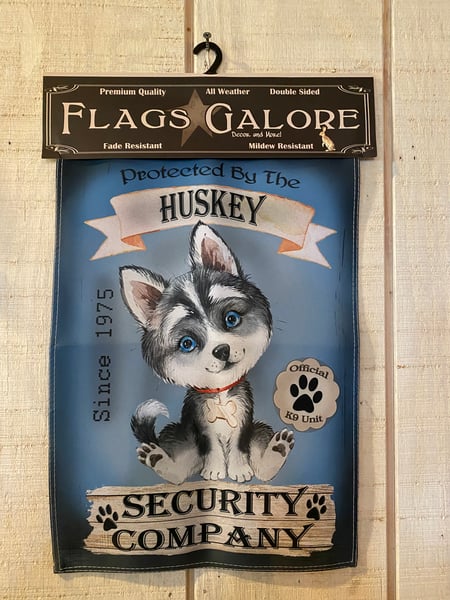 Image of Outdoor garden flag-Puppy security 
