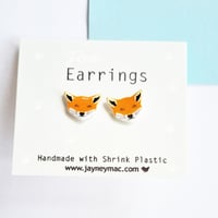 Image 1 of Fox Shrink Plastic Earrings - Fox Face Studs