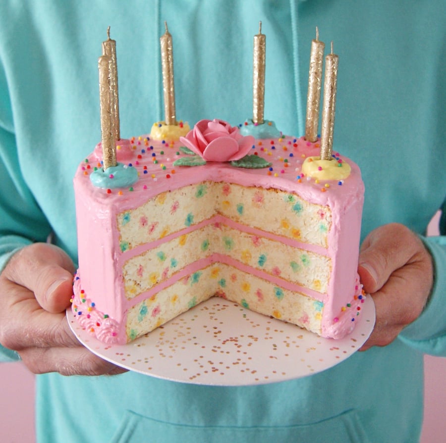 Image of Pink Funfetti Cake mixed media sculpture
