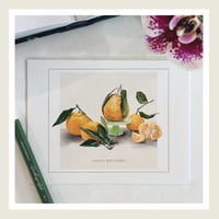 Image 1 of Gold Lux : Happy Birthday Oranges Greeting Card