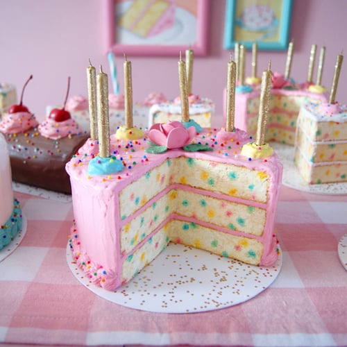 Image of Pink Funfetti Cake mixed media sculpture 