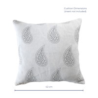 Image 3 of Paisley Parfait Cushion Cover - Grey on White Linen