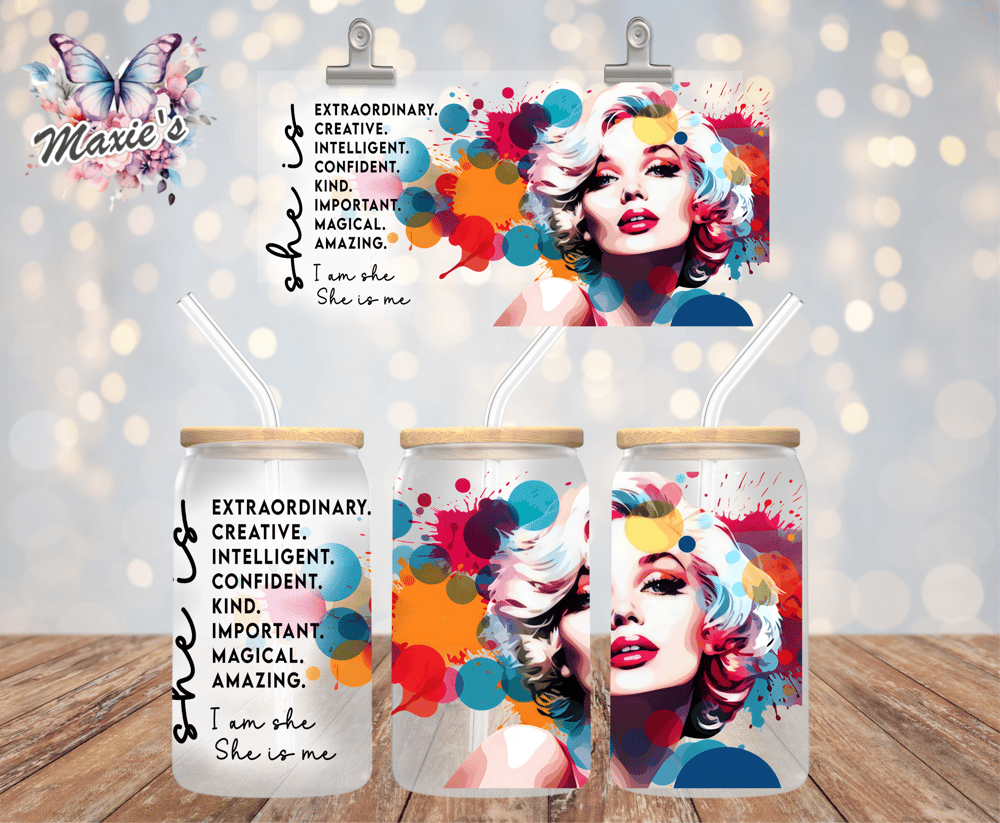 Image of She is Extraordinary Graphic Design 16oz. UVDTF Cup Wrap 