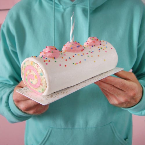 Image of Funfetti Cake Roll mixed media sculpture 