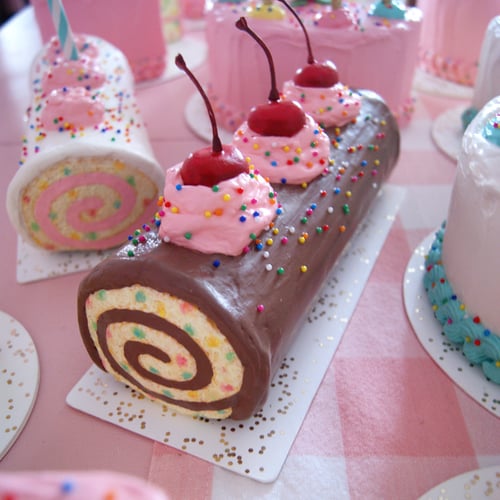 Image of Chocolate Funfetti Cake Roll mixed media sculpture 