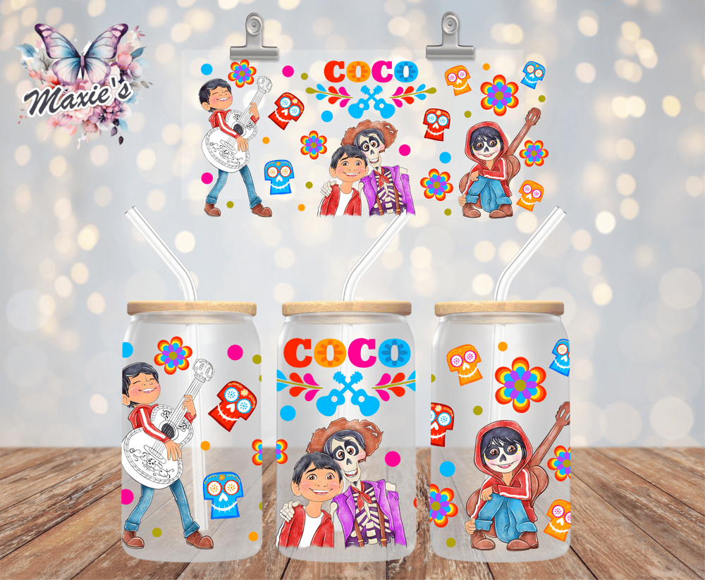 Image of Coco Musical Graphic Design 16oz. UVDTF Cup Wrap 