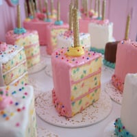 Image 4 of Pink Funfetti Slice mixed media sculpture - yellow dollop or blue dollop