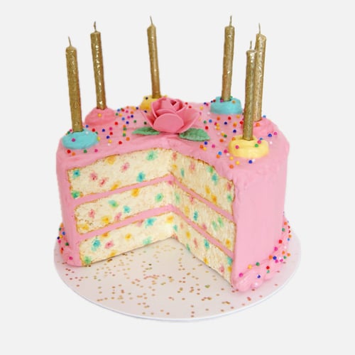 Image of Pink Funfetti Cake mixed media sculpture 