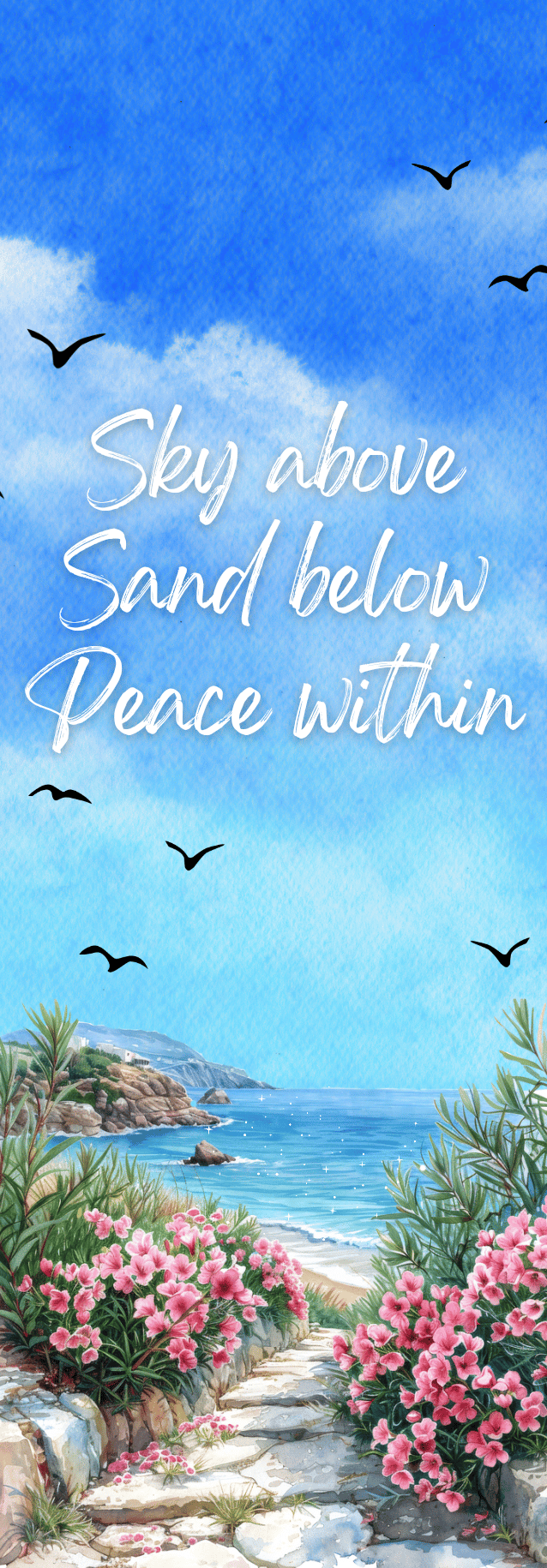 Image of Beach and lighthouse bookmark