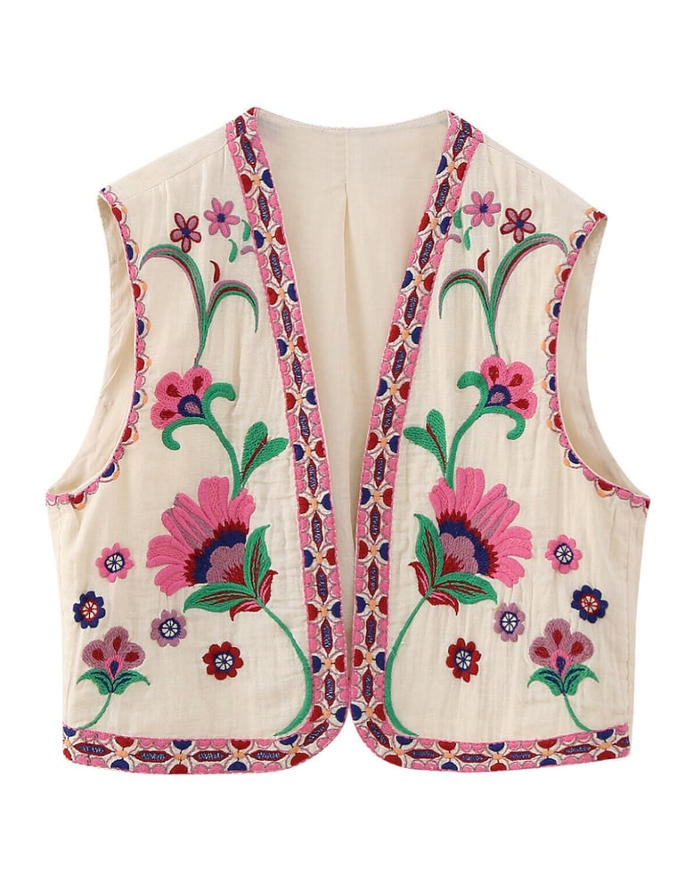 Image of Pink Embroidery Waistcoat ๐ฉท