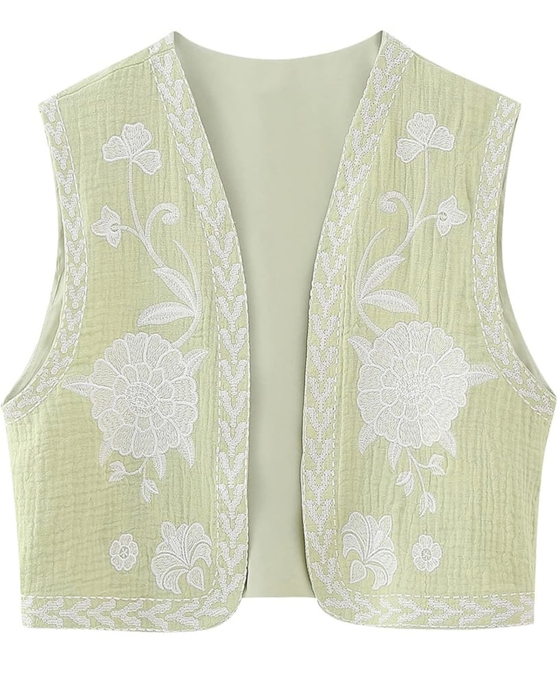Image of Green Embroidery Waistcoat ๐