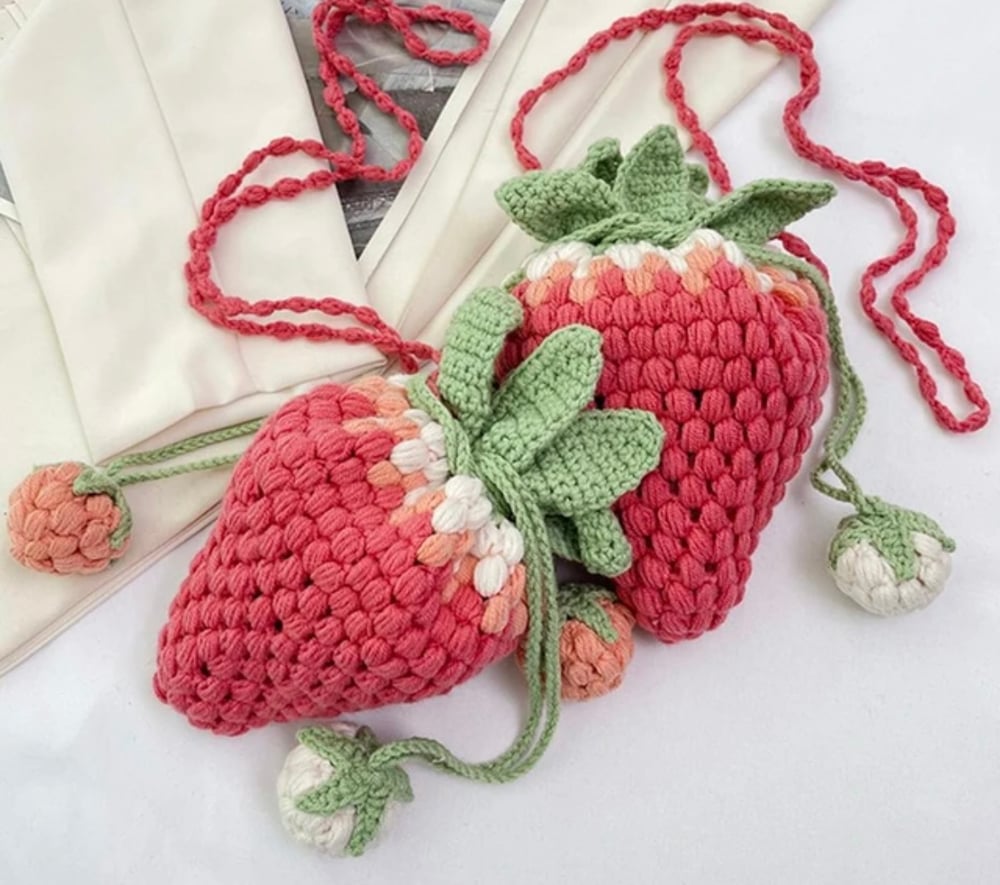 Image of Crochet strawberry bag 🍓