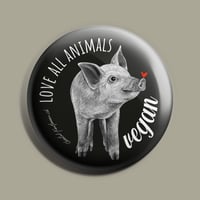 Image 1 of Love all animals | Black | Button