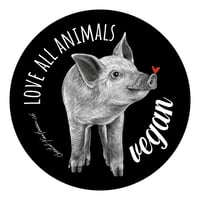 Image 2 of Love all animals | Black | Button