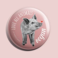 Image 1 of Love all animals | Pink | Button