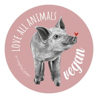 Image 2 of Love all animals | Pink | Button