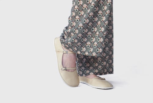 Image of Margot strappy flats in Pale Yellow