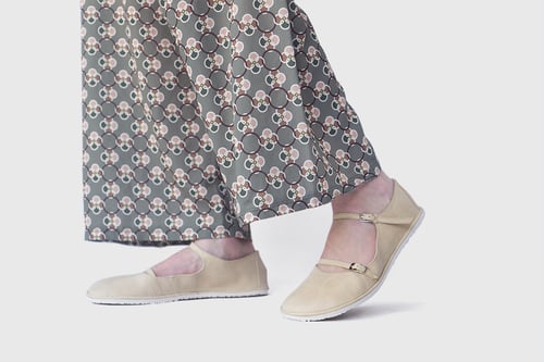 Image of Margot strappy flats in Pale Yellow