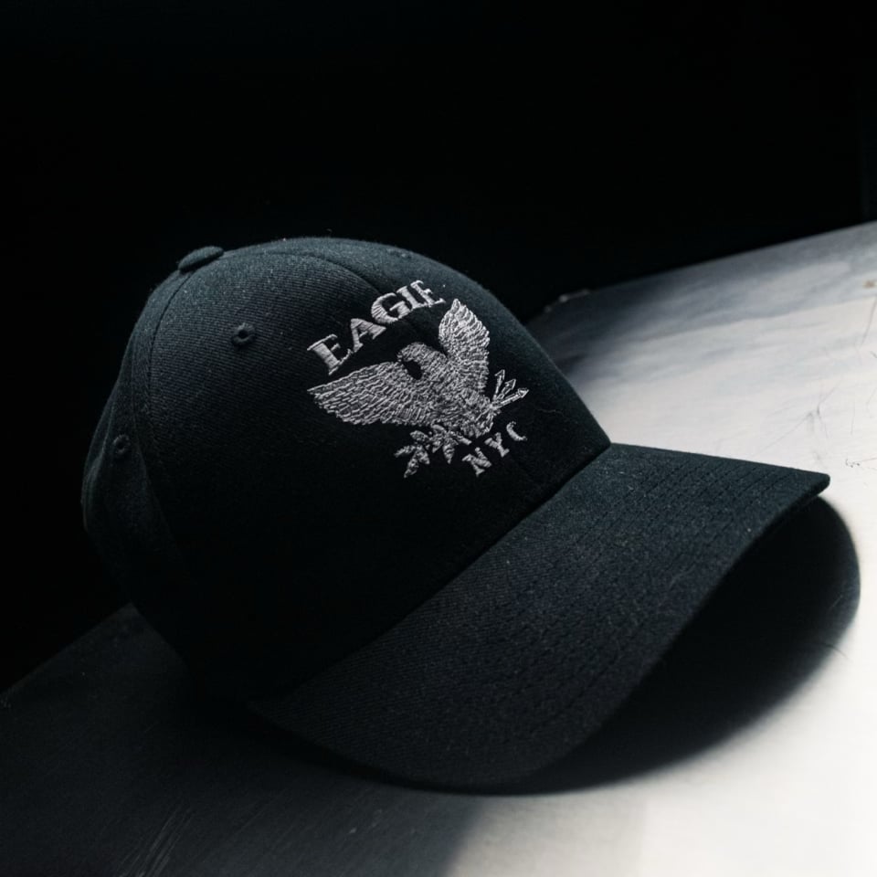 The Eagle NYC Flexfit BB-Cap / Black with Silver Gray Logo