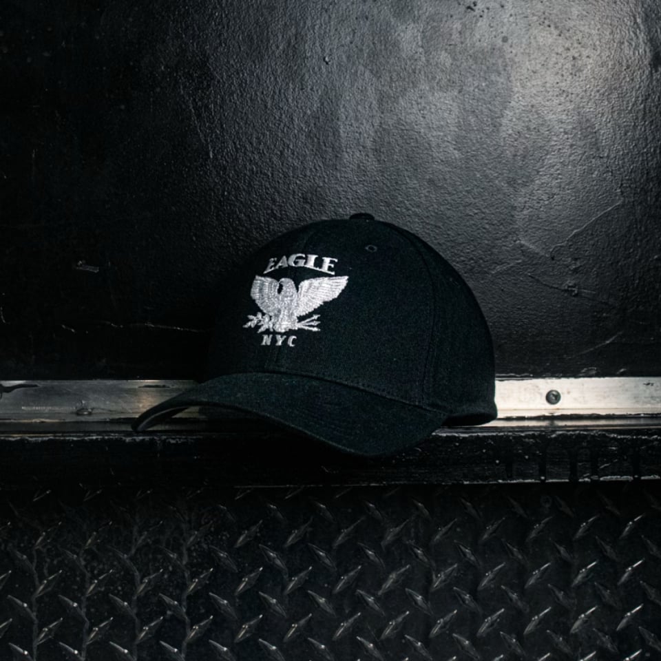 The Eagle NYC Flexfit BB-Cap / Black with Silver Gray Logo