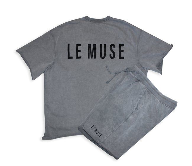 CEMENT GRAY 11 OZ FRENCH TERRY SHORT SET  