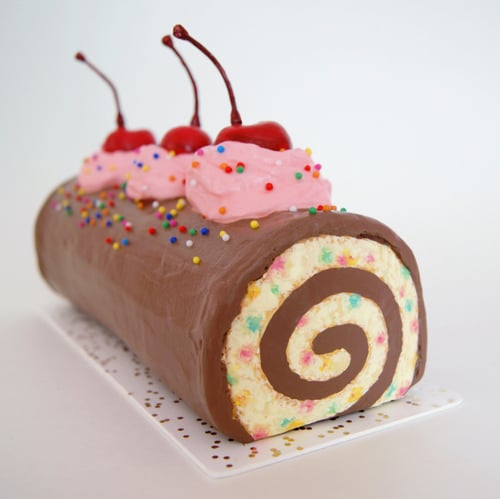 Image of Chocolate Funfetti Cake Roll mixed media sculpture