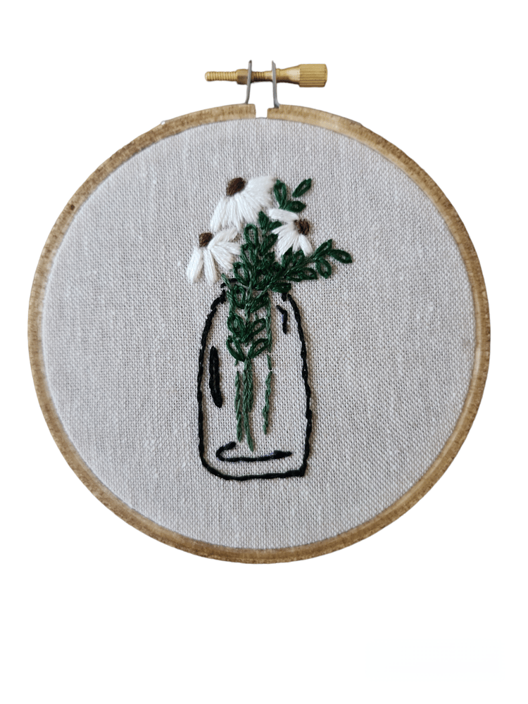 Image of Daisies in a mason 