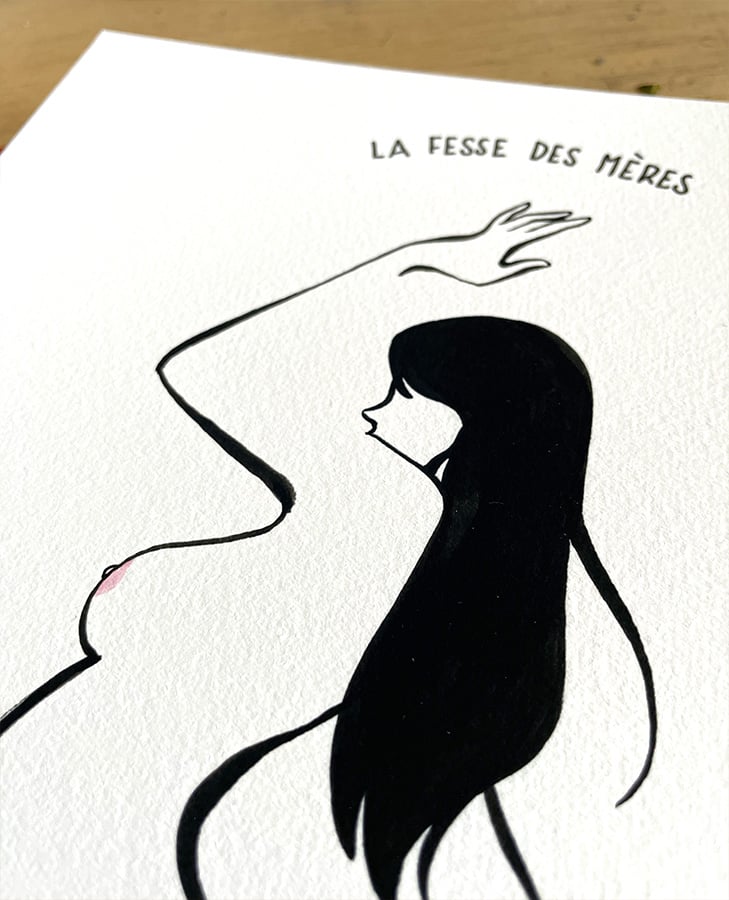 Image of "La Fesse des Mères" limited homemade cusomizable art print