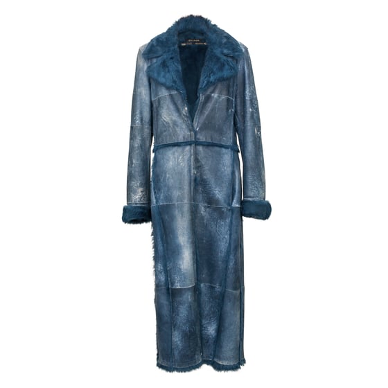 Image of Escada Blue Rabbit Fur Lapin Long Maxi Coat