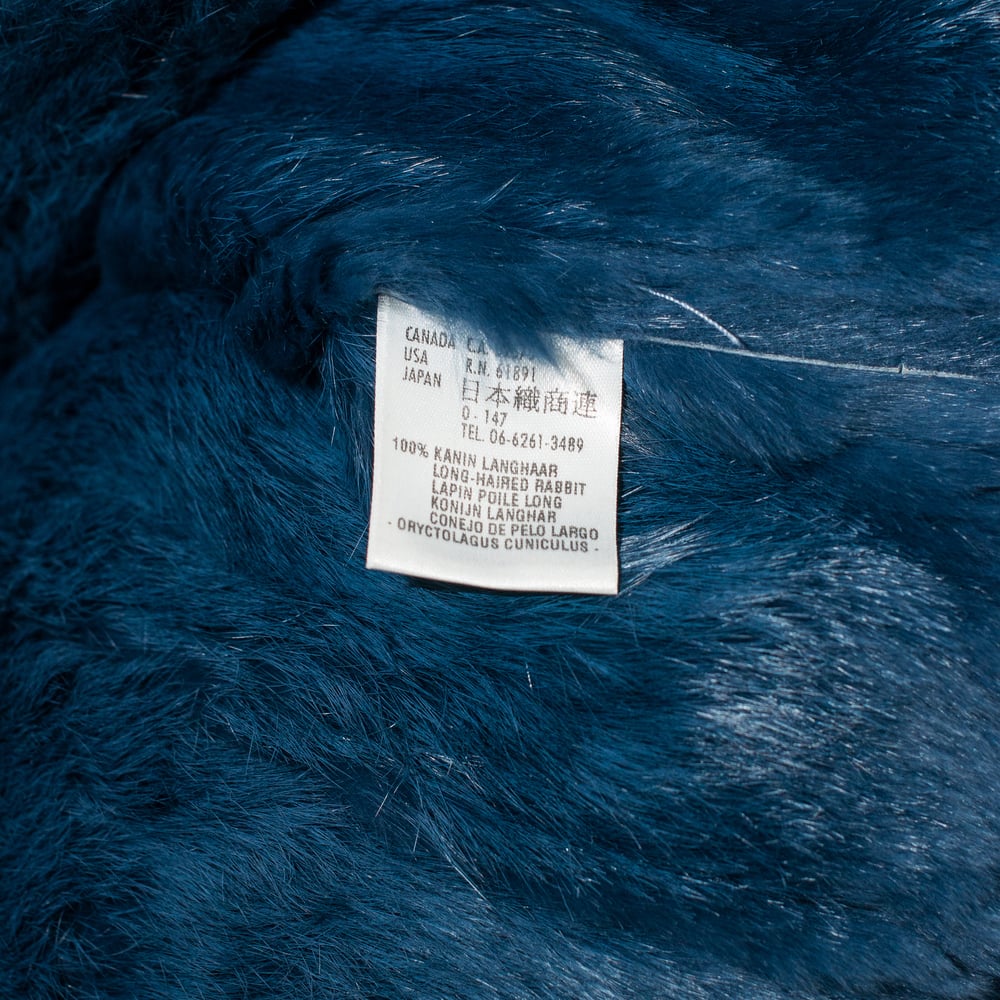 Image of Escada Blue Rabbit Fur Lapin Long Maxi Coat